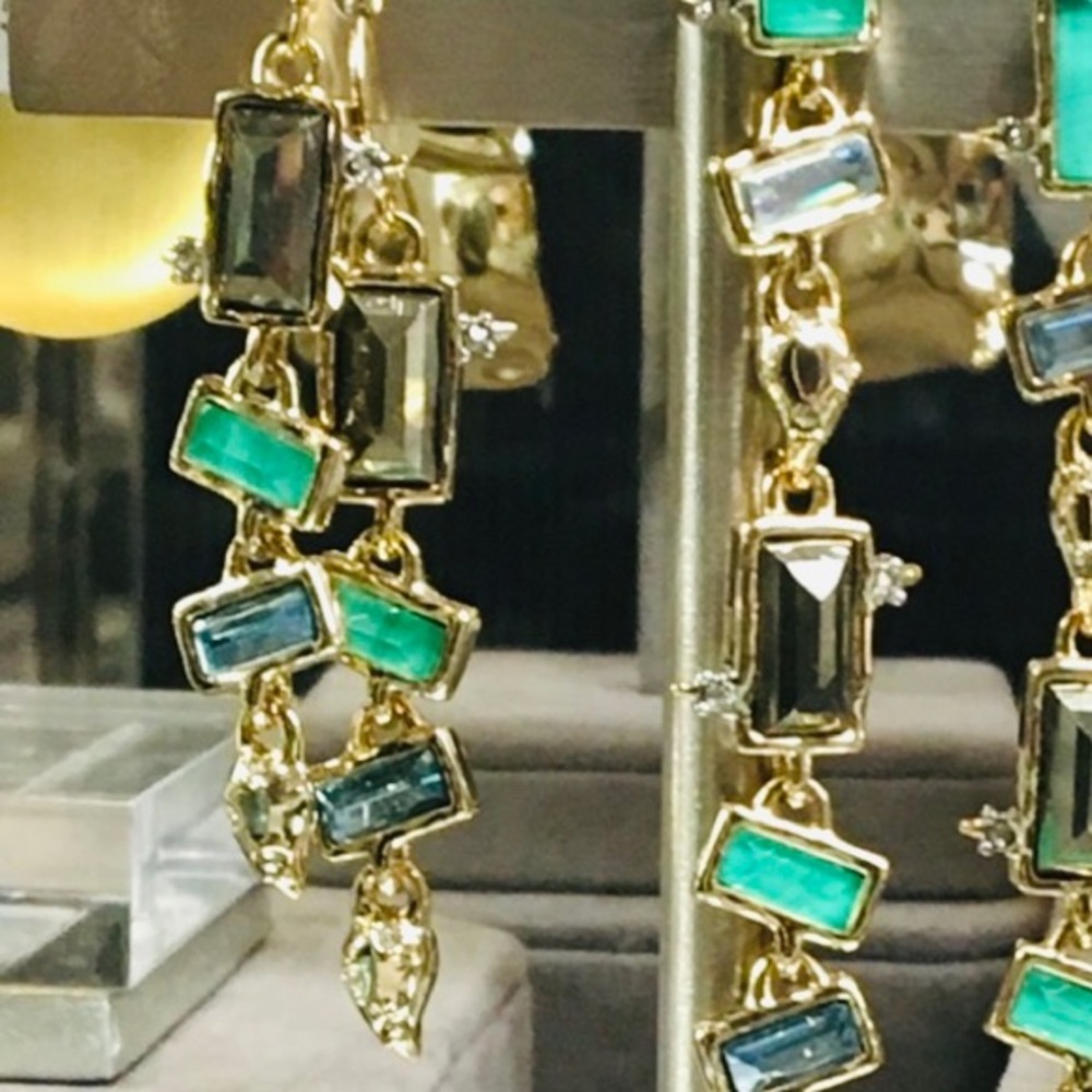Alexis Bittar Molten Metal Multi Gemstone Malachite Dangling Earrings - Picture 3 of 15